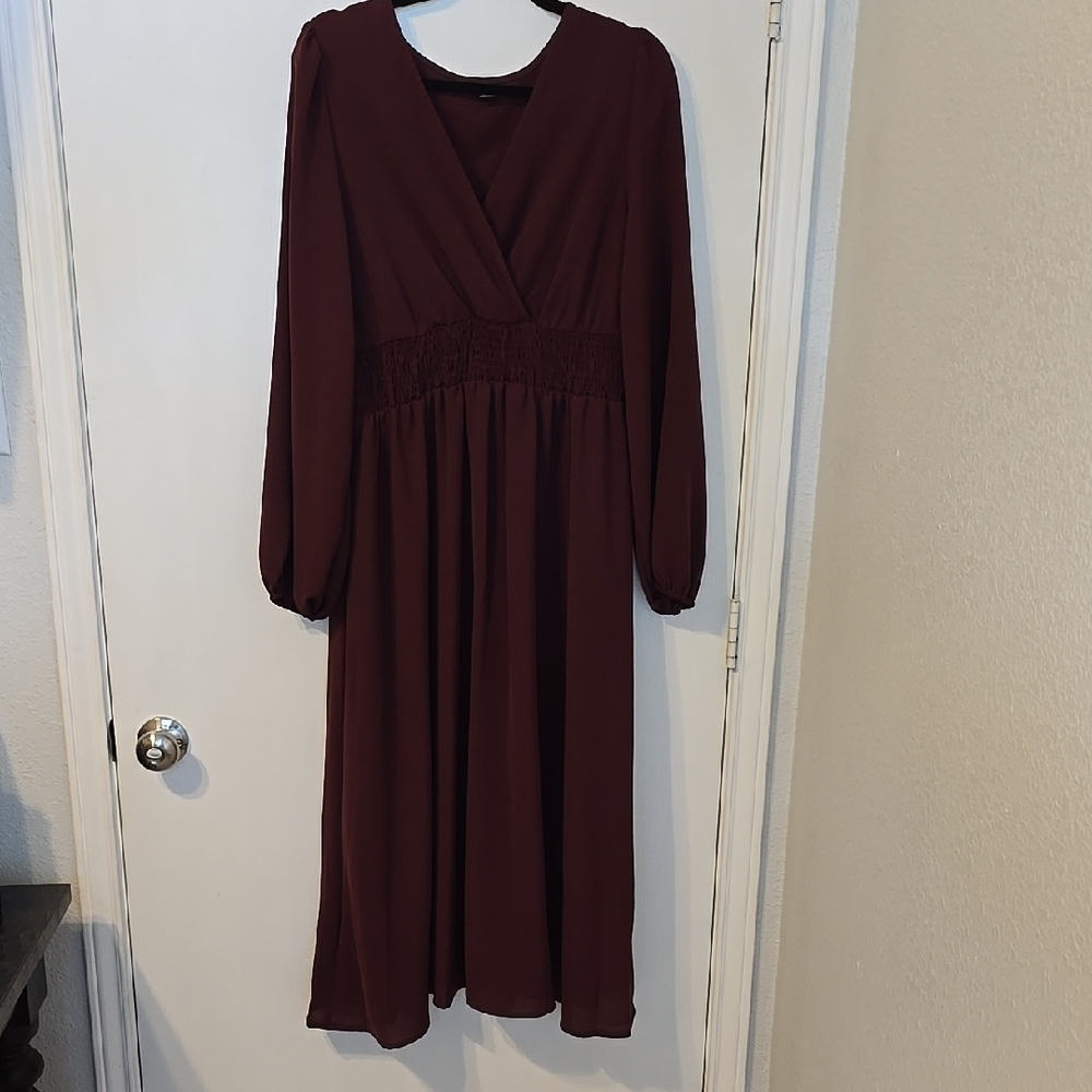 Red Long Sleeve V-Neck for Wedding Guest
